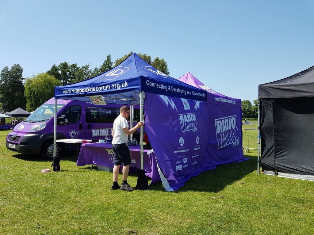 Radio Dacorum gazebo at an outdoors event